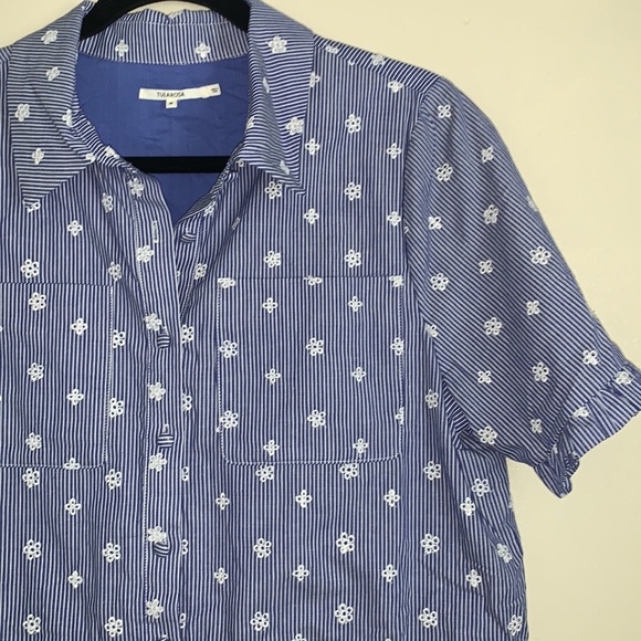 Tularosa Danielle Chambray Floral Printed Belted Romper - Picture 5 of 9